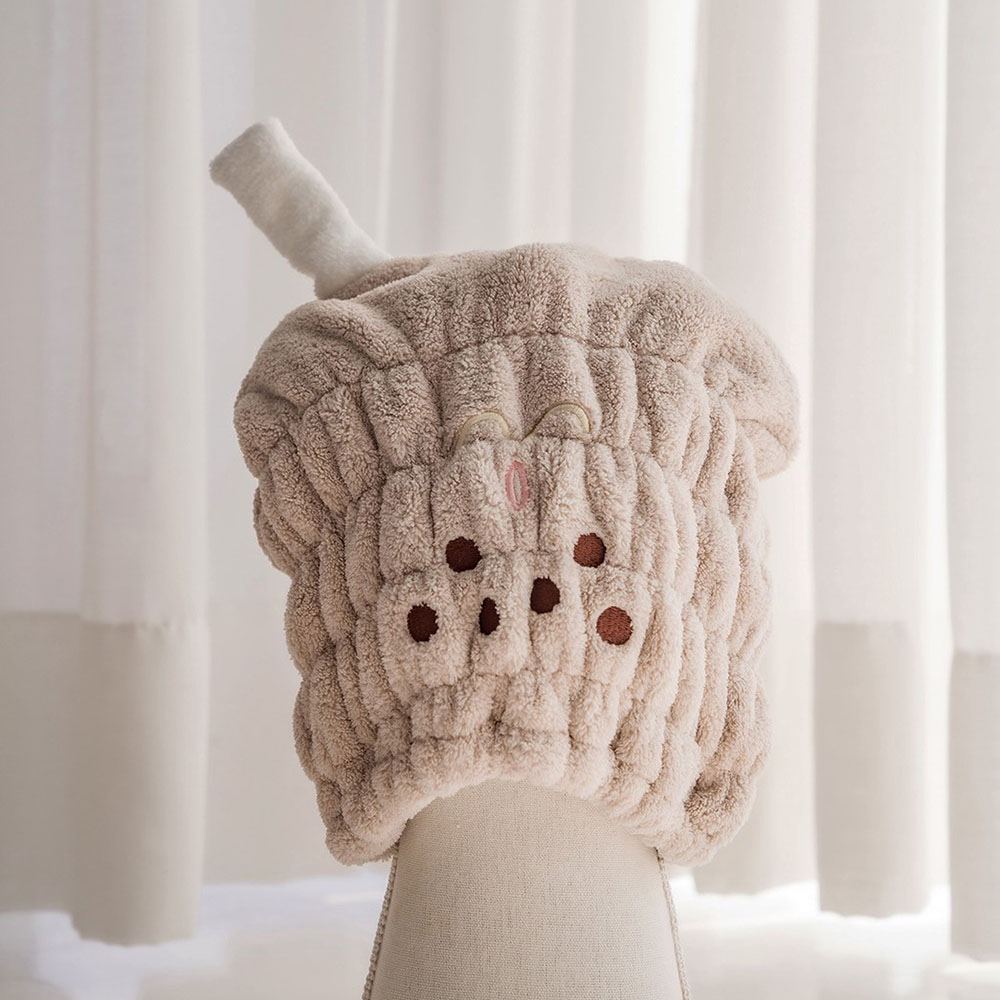 SANSO LIFE 美食系列超細纖維浴帽 珍珠奶茶